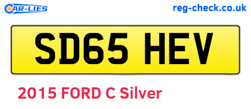 SD65HEV are the vehicle registration plates.