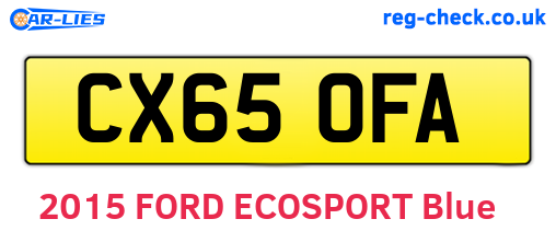 CX65OFA are the vehicle registration plates.