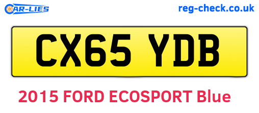CX65YDB are the vehicle registration plates.
