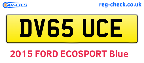 DV65UCE are the vehicle registration plates.