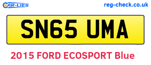 SN65UMA are the vehicle registration plates.
