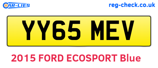 YY65MEV are the vehicle registration plates.