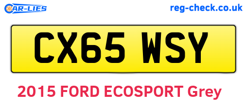 CX65WSY are the vehicle registration plates.