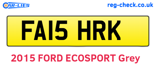 FA15HRK are the vehicle registration plates.