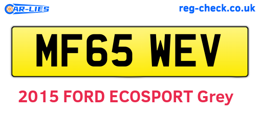 MF65WEV are the vehicle registration plates.