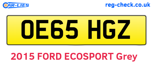 OE65HGZ are the vehicle registration plates.