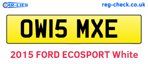 OW15MXE are the vehicle registration plates.