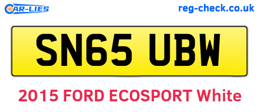 SN65UBW are the vehicle registration plates.