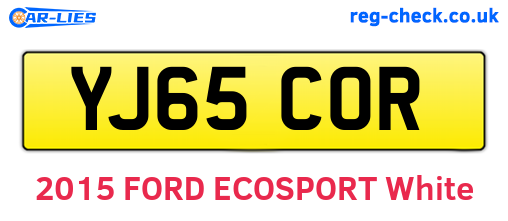 YJ65COR are the vehicle registration plates.