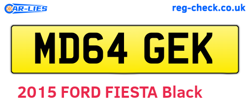 MD64GEK are the vehicle registration plates.