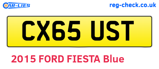 CX65UST are the vehicle registration plates.