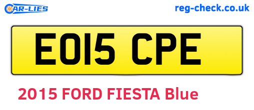 EO15CPE are the vehicle registration plates.