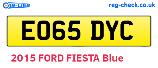 EO65DYC are the vehicle registration plates.