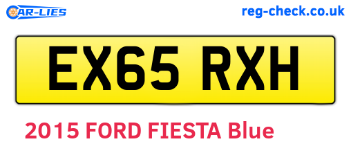 EX65RXH are the vehicle registration plates.