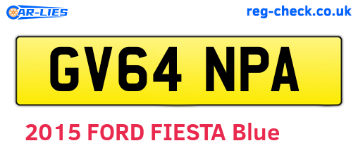 GV64NPA are the vehicle registration plates.