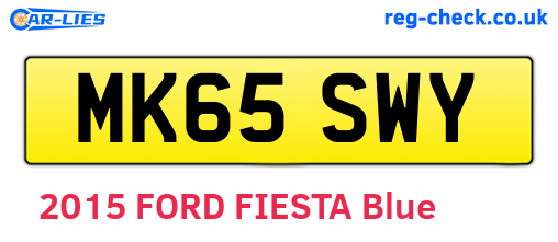 MK65SWY are the vehicle registration plates.