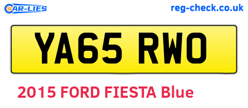 YA65RWO are the vehicle registration plates.