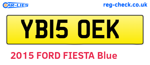 YB15OEK are the vehicle registration plates.