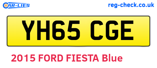 YH65CGE are the vehicle registration plates.