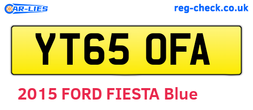 YT65OFA are the vehicle registration plates.