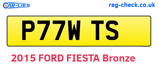 P77WTS are the vehicle registration plates.