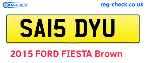 SA15DYU are the vehicle registration plates.