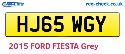 HJ65WGY are the vehicle registration plates.