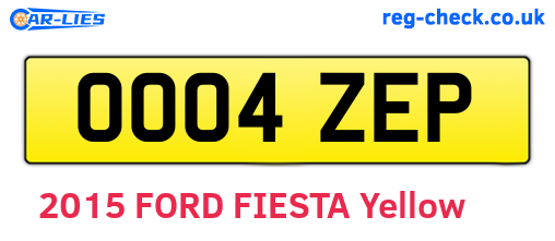 OO04ZEP are the vehicle registration plates.