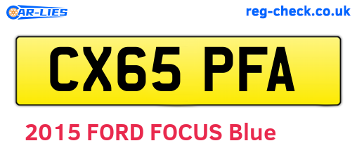 CX65PFA are the vehicle registration plates.
