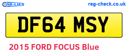 DF64MSY are the vehicle registration plates.