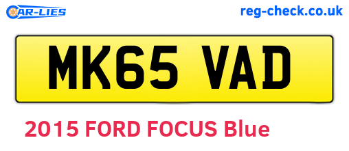 MK65VAD are the vehicle registration plates.