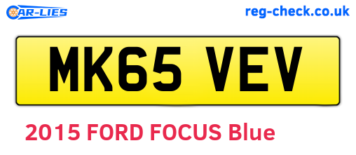 MK65VEV are the vehicle registration plates.