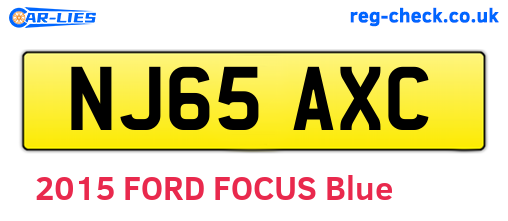 NJ65AXC are the vehicle registration plates.