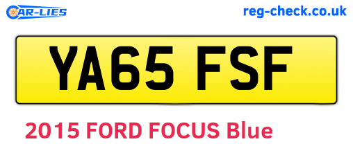 YA65FSF are the vehicle registration plates.
