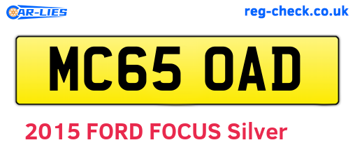 MC65OAD are the vehicle registration plates.