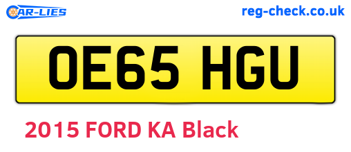 OE65HGU are the vehicle registration plates.
