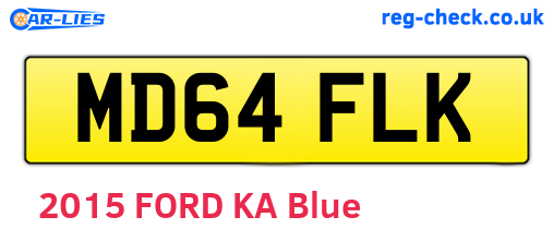 MD64FLK are the vehicle registration plates.