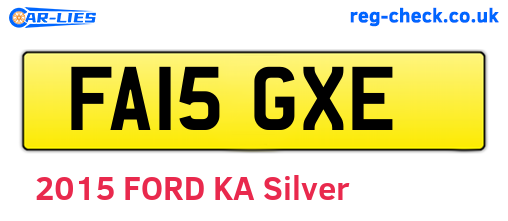 FA15GXE are the vehicle registration plates.