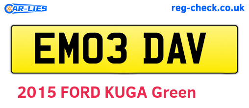 EM03DAV are the vehicle registration plates.
