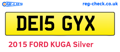 DE15GYX are the vehicle registration plates.