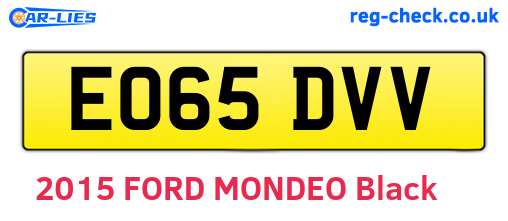 EO65DVV are the vehicle registration plates.