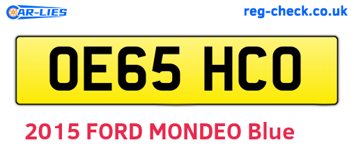 OE65HCO are the vehicle registration plates.
