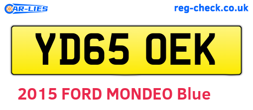 YD65OEK are the vehicle registration plates.