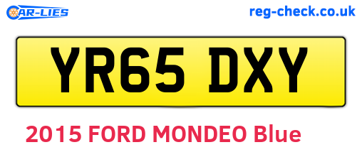 YR65DXY are the vehicle registration plates.