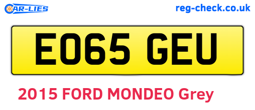 EO65GEU are the vehicle registration plates.