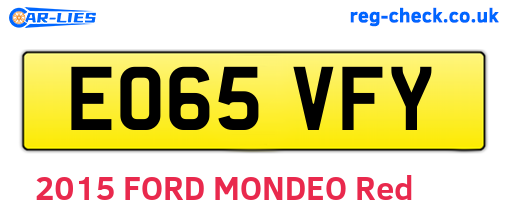 EO65VFY are the vehicle registration plates.