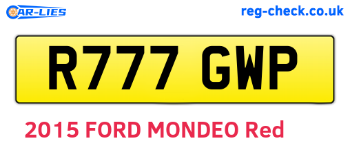 R777GWP are the vehicle registration plates.