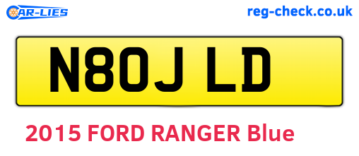 N80JLD are the vehicle registration plates.