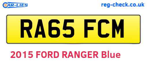 RA65FCM are the vehicle registration plates.