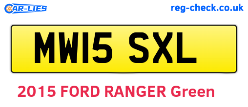MW15SXL are the vehicle registration plates.